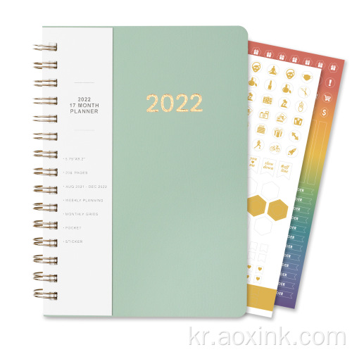A5 나선형 저널 주간 일일 노트북 2022 Planner.